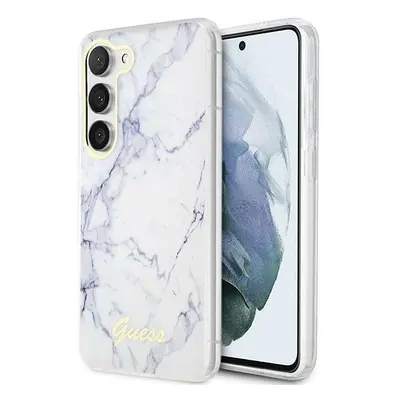 Guess GUHCS23SPCUMAH hard silikonové pouzdro Samsung Galaxy S23 5G white Marble