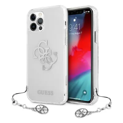 Guess GUHCP12LKS4GSI hard silikonové pouzdro iPhone 12 Pro MAX 6.7" transparent 4G silver Charms