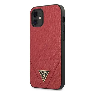 Guess GUHCP12SVSATMLRE hard silikonové pouzdro iPhone 12 Mini 5.4" red Saffiano