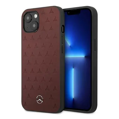 Mercedes MEHCP13SPSQRE hard silikonové pouzdro iPhone 13 Mini 5.4" red Leather Stars Pattern