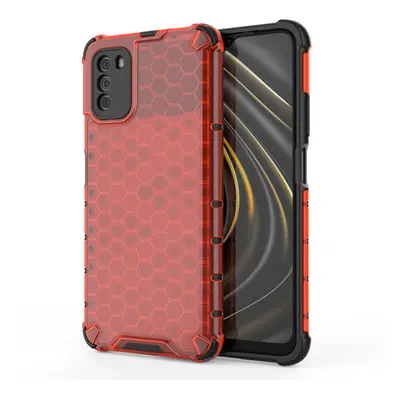 Honeycomb pancéřové pouzdro se silikonovým rámem pro Xiaomi Poco M3 / Xiaomi Redmi 9T red