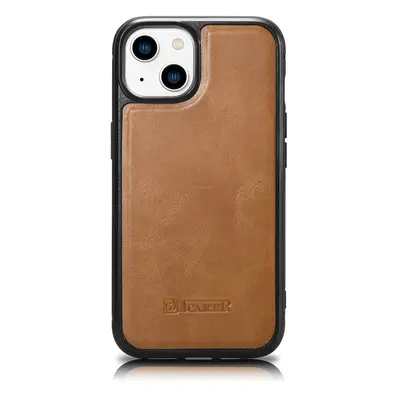 iCarer kožené pouzdro na iPhone 14 6.1" Oil wax real leather back cover Light brown