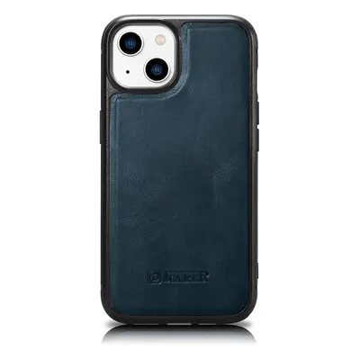 iCarer kožené pouzdro na iPhone 14 PLUS 6.7" Oil wax real leather back cover Blue