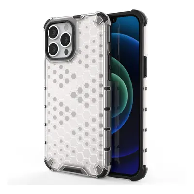 Honeycomb pancéřové pouzdro se silikonovým rámem pro iPhone 13 Pro MAX 6.7" transparent