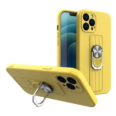 Silikonové pouzdro s kovovým kroužkem na iPhone 13 Mini 5.4" yellow