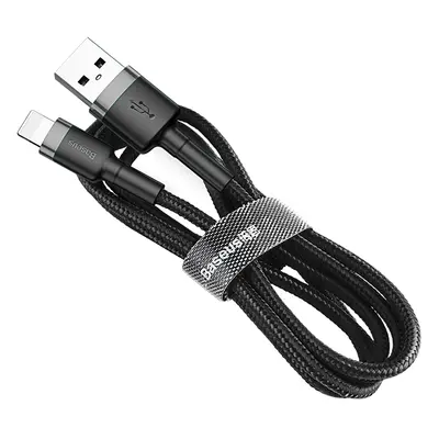 Baseus Cafule extra odolný nylonem opletený kabel USB / Lightning QC3.0 1,5A 2m black-grey