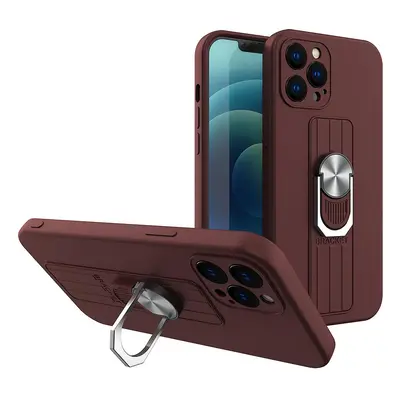 Silikonové pouzdro s kovovým kroužkem na iPhone 11 Pro MAX brown