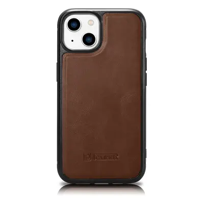 iCarer kožené pouzdro na iPhone 14 6.1" Oil wax real leather back cover Brown