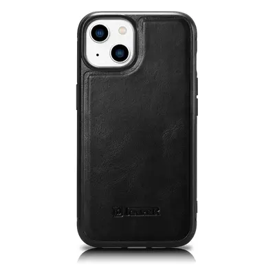 iCarer kožené pouzdro na iPhone 14 6.1" Oil wax real leather back cover Black