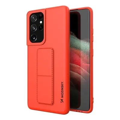 Wozinsky Flexibilní silikonové pouzdro se stojánkem na Samsung Galaxy S21 ULTRA 5G red