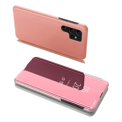 Knížkové pouzdro na Samsung Galaxy S22 ULTRA 5G s průhlednou přední stranou pink