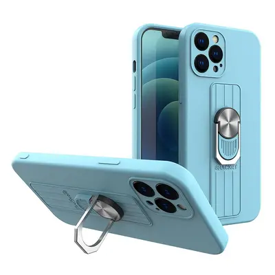 Silikonové pouzdro s kovovým kroužkem na iPhone 13 Pro MAX 6.7" light blue