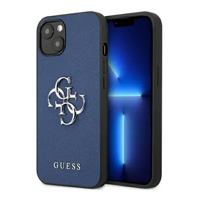 Guess GUHCP13SSA4GSBL hard silikonové pouzdro iPhone 13 Mini 5.4" blue Saffiano 4G Metal Logo