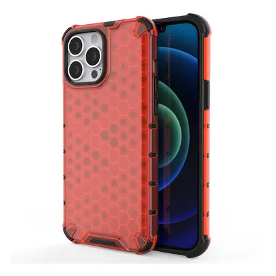 Honeycomb pancéřové pouzdro se silikonovým rámem pro iPhone 13 Pro MAX 6.7" red