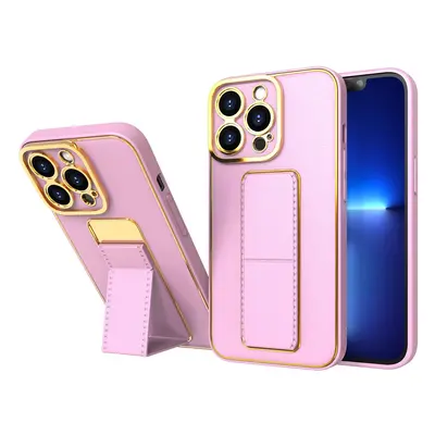 Flexibilní electroplating silikonové pouzdro se stojánkem na Samsung Galaxy A12 5G Pink