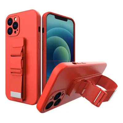 Silikonové pouzdro Sporty s popruhem na iPhone 12 Pro MAX 6.7" red