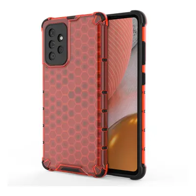 Honeycomb pancéřové pouzdro se silikonovým rámem pro Samsung Galaxy A72 / A72 5G red