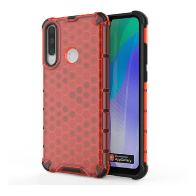 Honeycomb pancéřové pouzdro se silikonovým rámem pro Huawei Y6p red