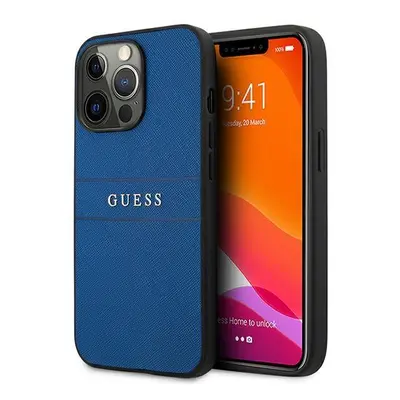 Guess GUHCP13LPSASBBL hybrid silikonové pouzdro iPhone 13 / 13 Pro 6.1" blue Saffiano Strap