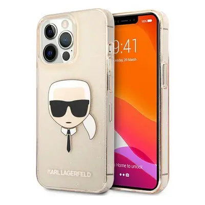 Karl Lagerfeld KLHCP13XKHTUGLGO hard silikonové pouzdro iPhone 13 Pro MAX 6.7" gold Glitter Karl