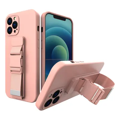 Silikonové pouzdro Sporty s popruhem na iPhone 12 Pro MAX 6.7" pink