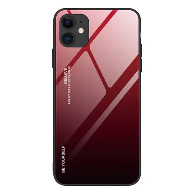 Gradient Glass pouzdro 9H na zadní část na iPhone 12 Mini 5.4" black-red