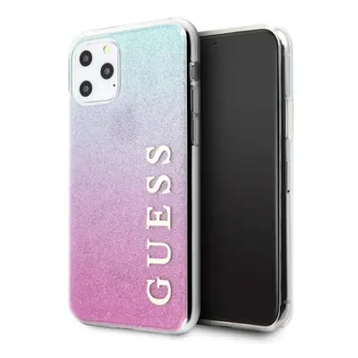 Guess GUHCN65PCUGLPBL hard silikonové pouzdro iPhone 11 Pro Max Pink-blue Glitter Gradient