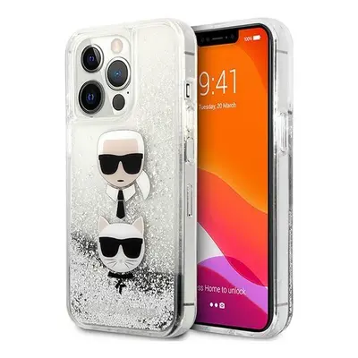 Karl Lagerfeld KLHCP13XKICGLS hard silikonové pouzdro iPhone 13 Pro MAX 6.7" silver Liquid Glitt