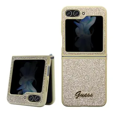 Guess hard kryt na Samsung Galaxy Z Flip 5 Gold Glitter Flakes Metal Logo