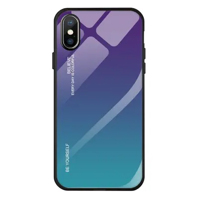 Gradient Glass tvrzené temperované ochranné sklo na zadní část na iPhone XR green-purple