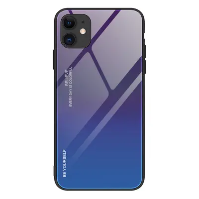 Gradient Glass pouzdro 9H na zadní část na iPhone 12 / 12 Pro green-purple