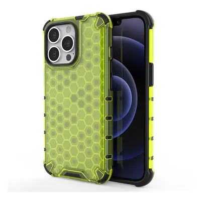 Honeycomb pancéřové pouzdro se silikonovým rámem pro iPhone 13 Pro 6.1" green