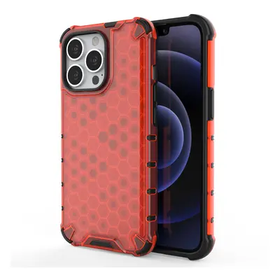 Honeycomb pancéřové pouzdro se silikonovým rámem pro iPhone 13 Pro 6.1" red