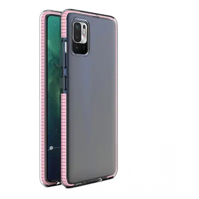 Spring silikonové pouzdro s barevným lemem na Xiaomi Redmi Note 10 5G / Poco M3 Pro light pink