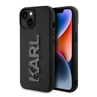 Karl Lagerfeld hard silikonové pouzdro iPhone 15 6.1" black 3D Rubber Glitter Logo