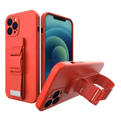 Silikonové pouzdro Sporty s popruhem na iPhone XR red