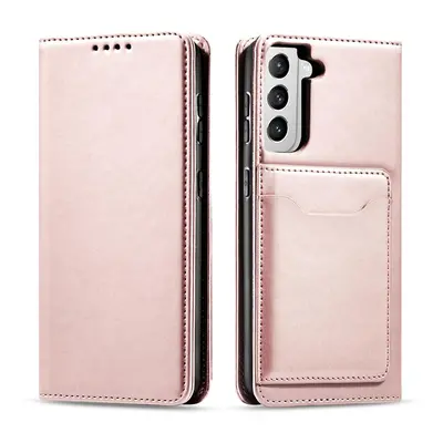 Magnet Card Case elegantní knížkové pouzdro s venkovní kapsou na Samsung Galaxy S22 PLUS 5G Pink