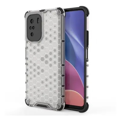 Honeycomb pancéřové pouzdro se silikonovým rámem pro Xiaomi Poco F3 / Mi 11i transparent