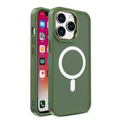 Silikonový obal Matte s barevným rámem na iPhone 15 PRO MAX 6.7" Green