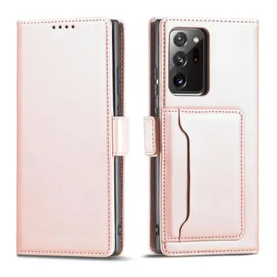 Magnet Card Case elegantní knížkové pouzdro s venkovní kapsou na Samsung Galaxy S23 5G Pink