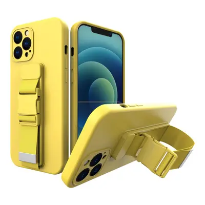 Silikonové pouzdro Sporty s popruhem na iPhone 13 Mini 5.4" yellow