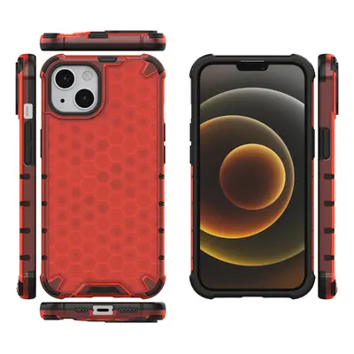 Honeycomb pancéřové pouzdro se silikonovým rámem pro iPhone 13 6.1" red