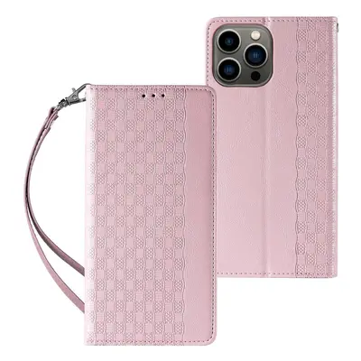 Magnet Case elegantní knížkové pouzdro s poutkem na iPhone 12 Pro MAX 6.7" Pink