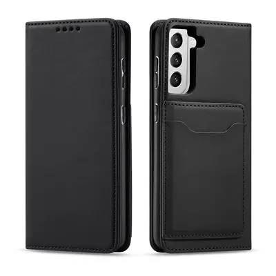 Magnet Card Case elegantní knížkové pouzdro s venkovní kapsou na Samsung Galaxy S22 PLUS 5G Blac