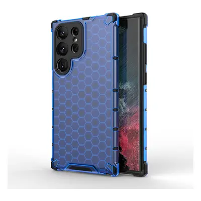 Honeycomb pancéřové pouzdro se silikonovým rámem pro Samsung Galaxy S23 ULTRA 5G Blue