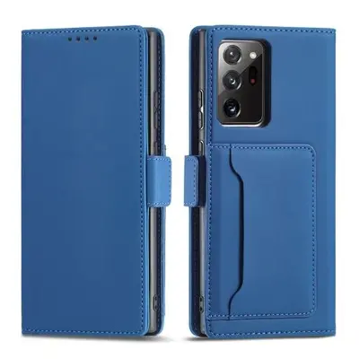 Magnet Card Case elegantní knížkové pouzdro s venkovní kapsou na Samsung Galaxy S23 5G Blue