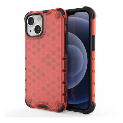 Honeycomb pancéřové pouzdro se silikonovým rámem pro iPhone 13 Mini 5.4" red