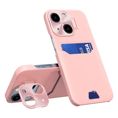 Pouzdro s texturou kůže a kapsou pro karty na iPhone 14 6.1" Pink