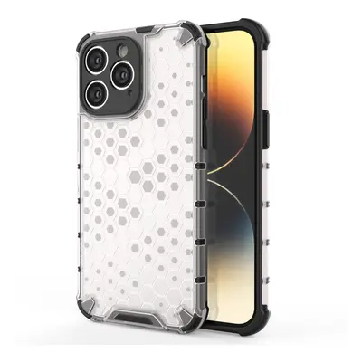 Honeycomb pancéřové pouzdro se silikonovým rámem pro iPhone 14 PRO MAX 6.7" Transparent