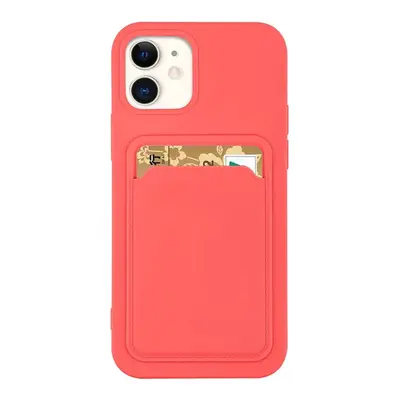 Silikonové pouzdro s kapsou na iPhone 12 Pro MAX 6.7" pink-orange